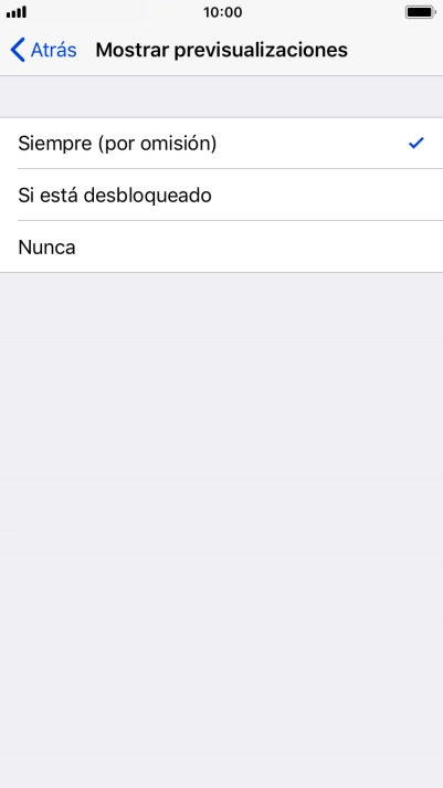 Para seleccionar la vista previa de las notificaciones en la pantalla de bloqueo, pulsa Siempre.