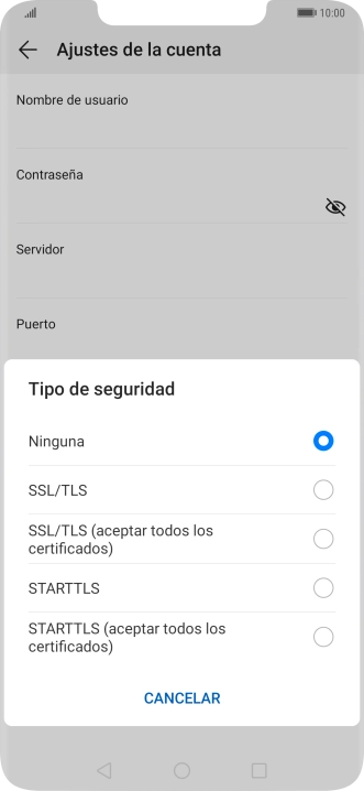 Pulsa Ninguna para desactivar la función.