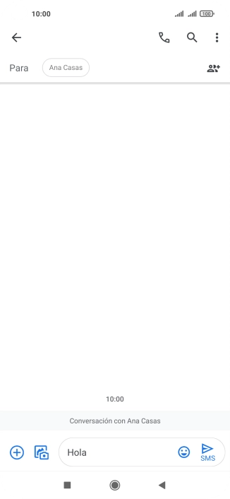 Pulsa el icono de envío cuando termines de escribir el mensaje corto.