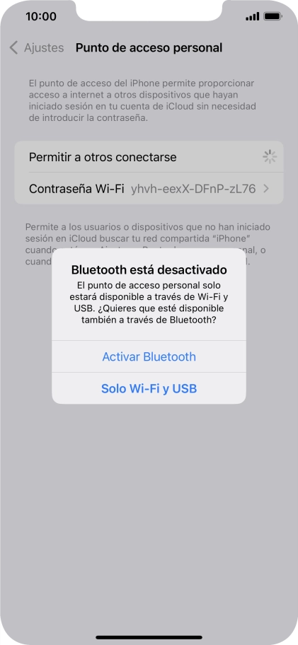 Si la función de wifi está activada, pulsa Solo Wi-Fi y USB.