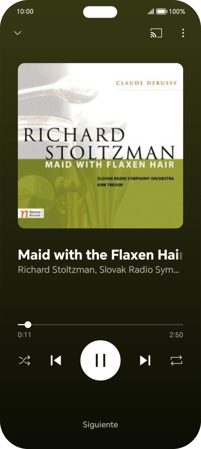 Pulsa la flecha hacia la derecha para ir al archivo de música siguiente.