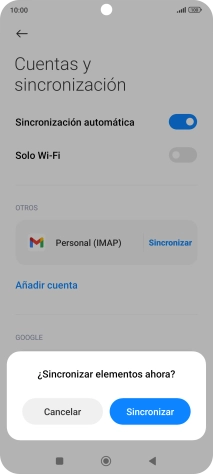 Si activas la función, pulsa Sincronizar.