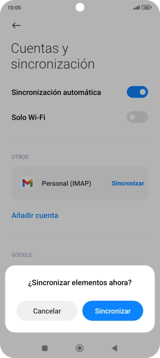 Si activas la función, pulsa Sincronizar.