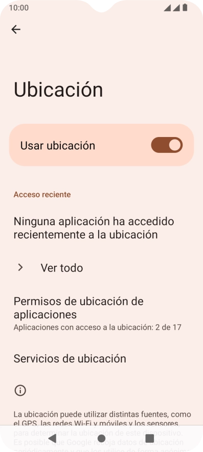 Pulsa Permisos de ubicación de aplicaciones.