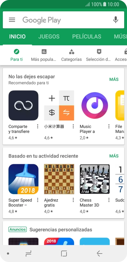 Desliza el dedo hacia la derecha desde la parte izquierda de la pantalla.