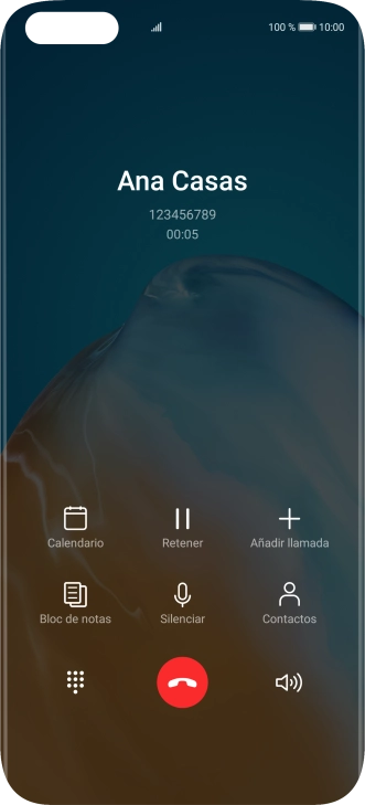 Pulsa el icono de finalizar llamada. Pulsa el icono de finalizar llamada.