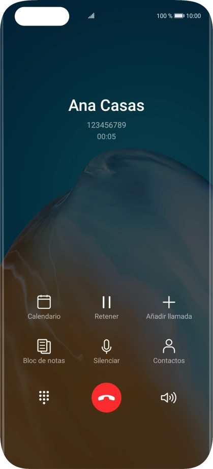 Pulsa el icono de finalizar llamada. Pulsa el icono de finalizar llamada.