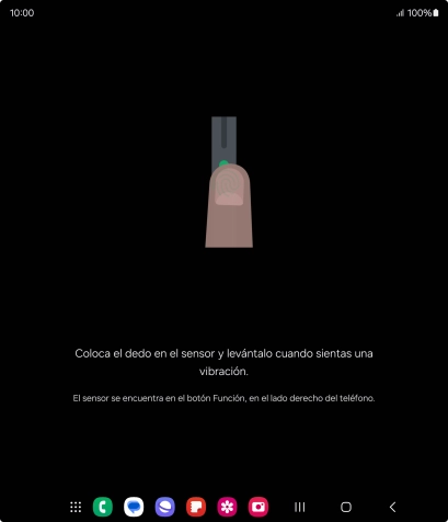 Sigue las indicaciones de la pantalla para crear una huella digital como código de seguridad.