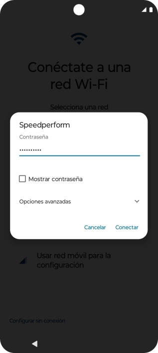 Introduce la contraseña de la red wifi y pulsa Conectar.