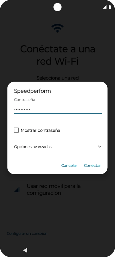 Introduce la contraseña de la red wifi y pulsa Conectar.