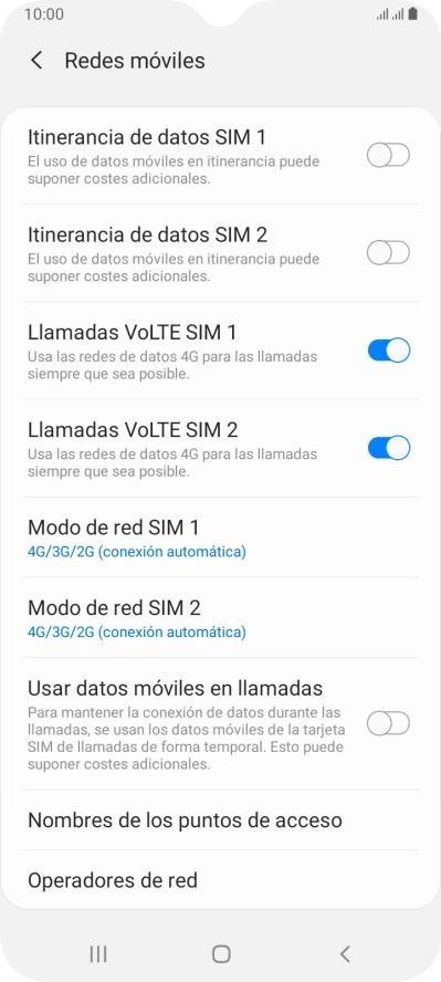Pulsa Nombres de los puntos de acceso.