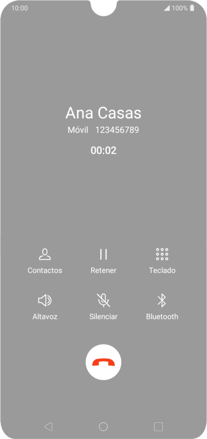 Pulsa el icono de finalizar llamada.