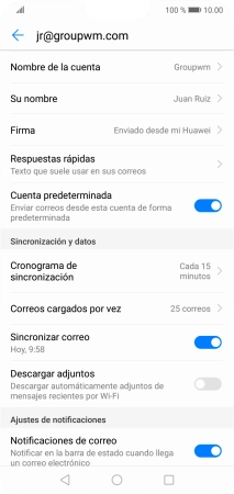 Pulsa Nombre de la cuenta e introduce el nombre de la cuenta de correo electrónico.