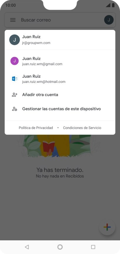 Pulsa la cuenta de correo electrónico deseada.