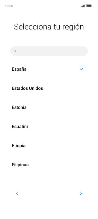 Pulsa el país o el área deseados.