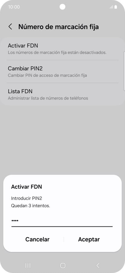 Introduce el código PIN2 y pulsa Aceptar.