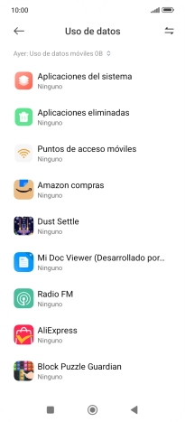 El consumo total de datos del período seleccionado aparece ahora en la pantalla.