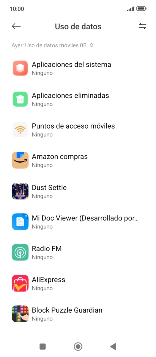 El consumo total de datos del período seleccionado aparece ahora en la pantalla.