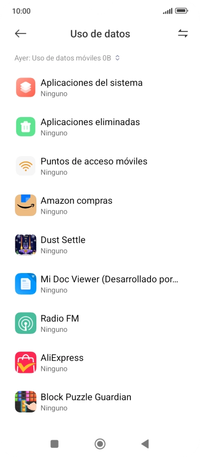 El consumo total de datos del período seleccionado aparece ahora en la pantalla.