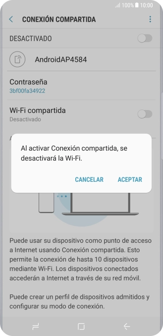 Si la función de wifi está activada, pulsa ACEPTAR.