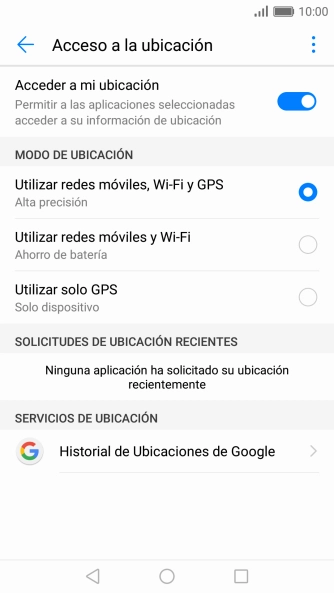 Si seleccionas Utilizar redes móviles, Wi-Fi y GPS, el teléfono podrá encontrar tu posición exacta con ayuda de los satélites GPS, la red móvil y una red wifi cercana. El GPS por satélite requiere vista libre al cielo. Si seleccionas Utilizar redes móviles, Wi-Fi y GPS, el teléfono podrá encontrar tu posición exacta con ayuda de los satélites GPS, la red móvil y una red wifi cercana. El GPS por satélite requiere vista libre al cielo.