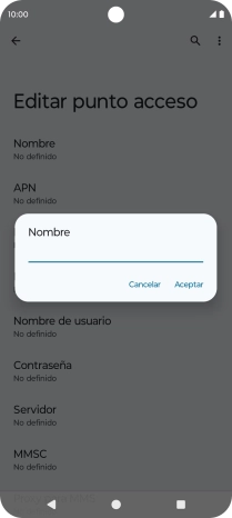 Introduce Vodafone Internet y pulsa Aceptar.