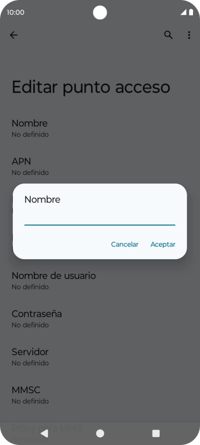 Introduce Vodafone Internet y pulsa Aceptar.