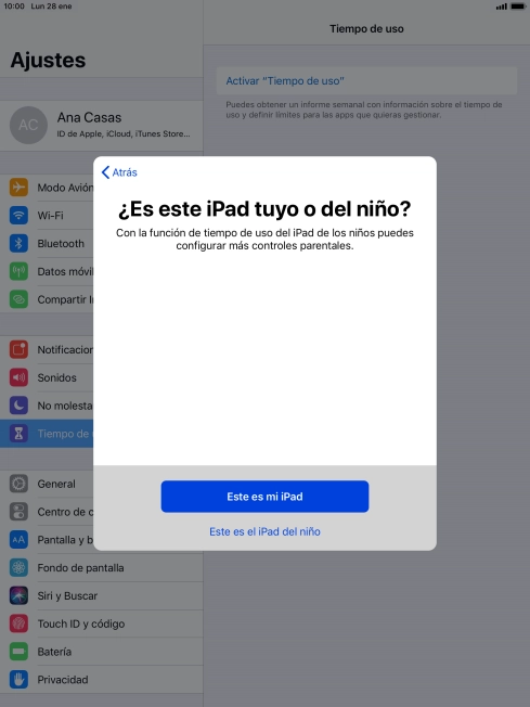 Pulsa Este es mi iPad.