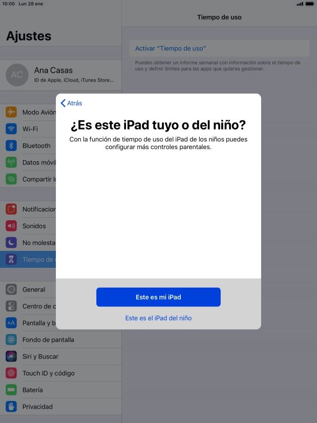 Pulsa Este es mi iPad.