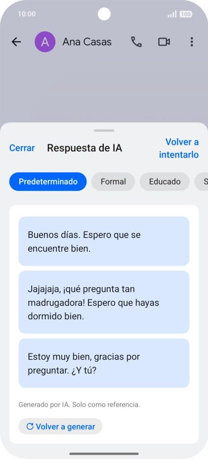 Las propuestas de texto aparecen ahora en la pantalla.