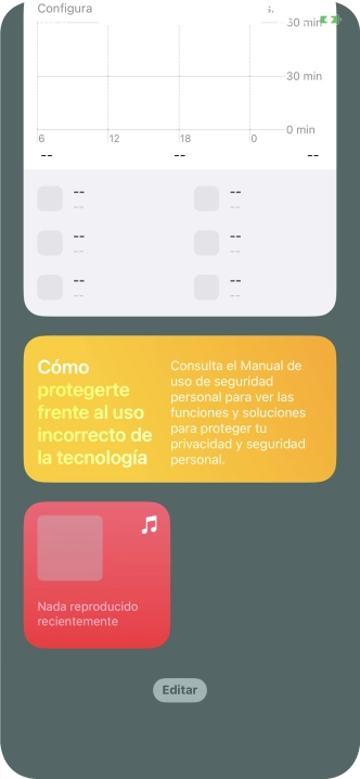 Pulsa el widget deseado hasta que aparezca un menú emergente en la pantalla.