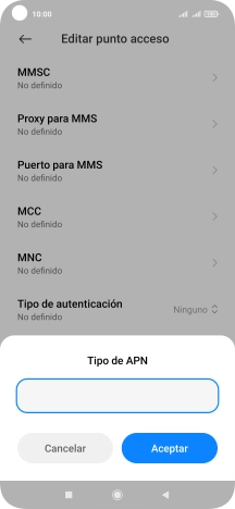 Introduce default y pulsa Aceptar.