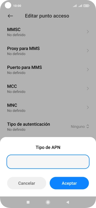 Introduce default y pulsa Aceptar.
