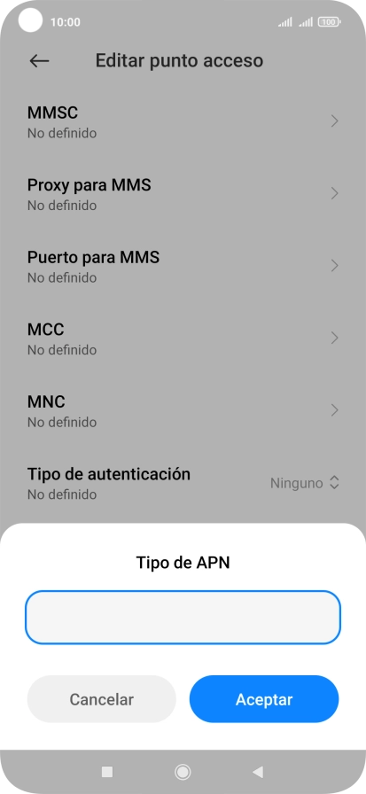 Introduce default y pulsa Aceptar.
