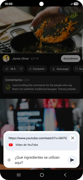 Sigue las indicaciones de la pantalla para escribir o decir en alto la pregunta que quieres hacer del vídeo.