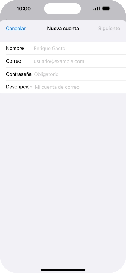 Pulsa Nombre e introduce el nombre del remitente.