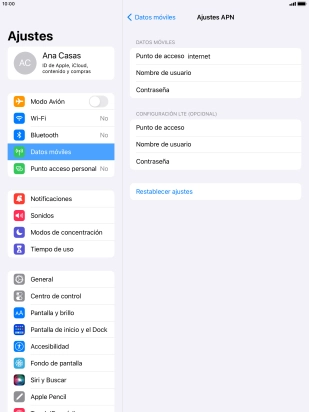 Pulsa Punto de acceso e introduce airtelwap.es.