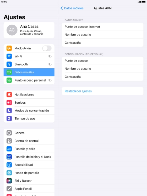 Pulsa Punto de acceso e introduce airtelwap.es.