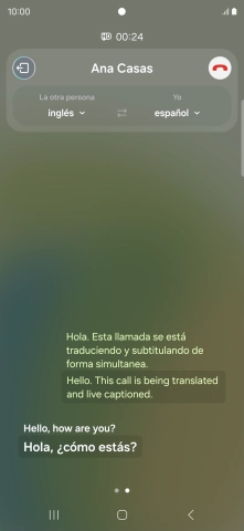 Graba la palabra o frase deseadas y espera a que aparezca la traducción.