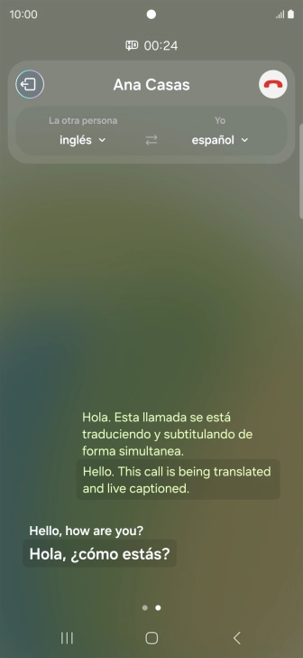Graba la palabra o frase deseadas y espera a que aparezca la traducción.