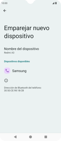 Pulsa el dispositivo Bluetooth deseado y sigue las indicaciones de la pantalla para vincular el dispositivo al teléfono. Pulsa el dispositivo Bluetooth deseado y sigue las indicaciones de la pantalla para vincular el dispositivo al teléfono.