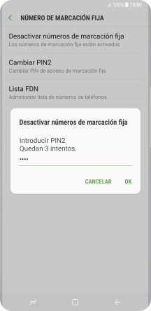 Introduce el código PIN2 y pulsa OK.