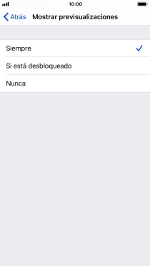 Para seleccionar la vista previa de las notificaciones en la pantalla de bloqueo, pulsa Siempre.