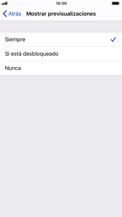 Para seleccionar la vista previa de las notificaciones en la pantalla de bloqueo, pulsa Siempre.