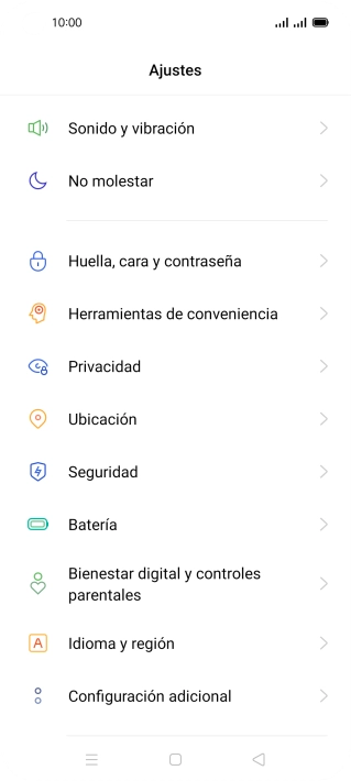 Pulsa Huella, cara y contraseña.