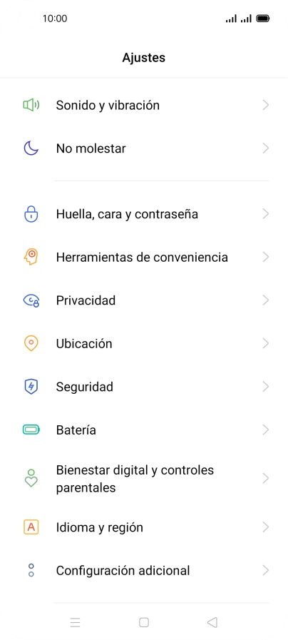 Pulsa Huella, cara y contraseña.
