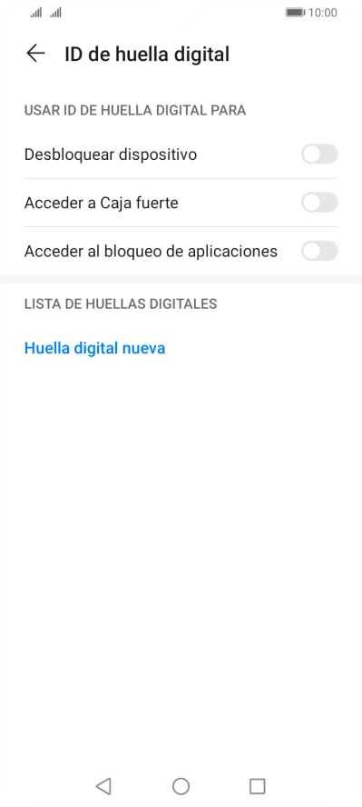 Pulsa Huella digital nueva.