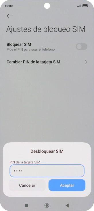 Introduce tu código PIN y pulsa Aceptar.
