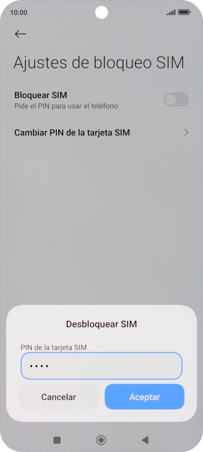 Introduce tu código PIN y pulsa Aceptar.