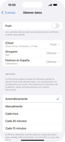 Si desactivas la función, pulsa el ajuste deseado.